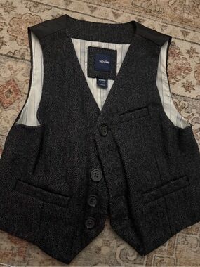 GAP Toddler Herringbone Vest - Charcoal/Black